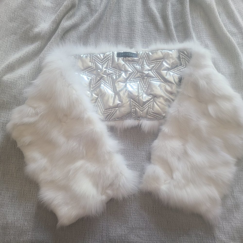 White and Silver Rabbit Fur Wrap